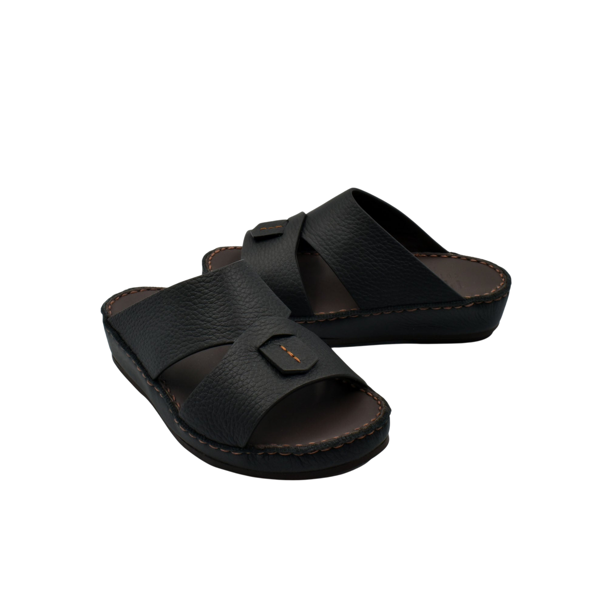 Black leather deercalf kids sandals with cushioned sole and adjustable straps from Private collection