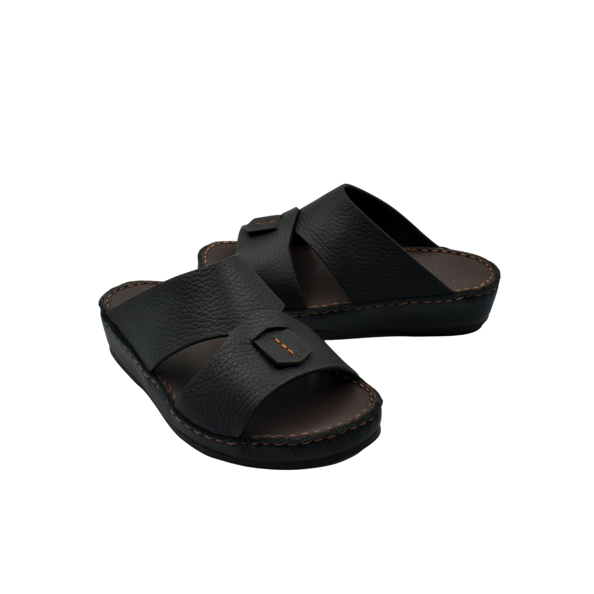 Black leather deercalf kids sandals with cushioned sole and adjustable straps from Private collection