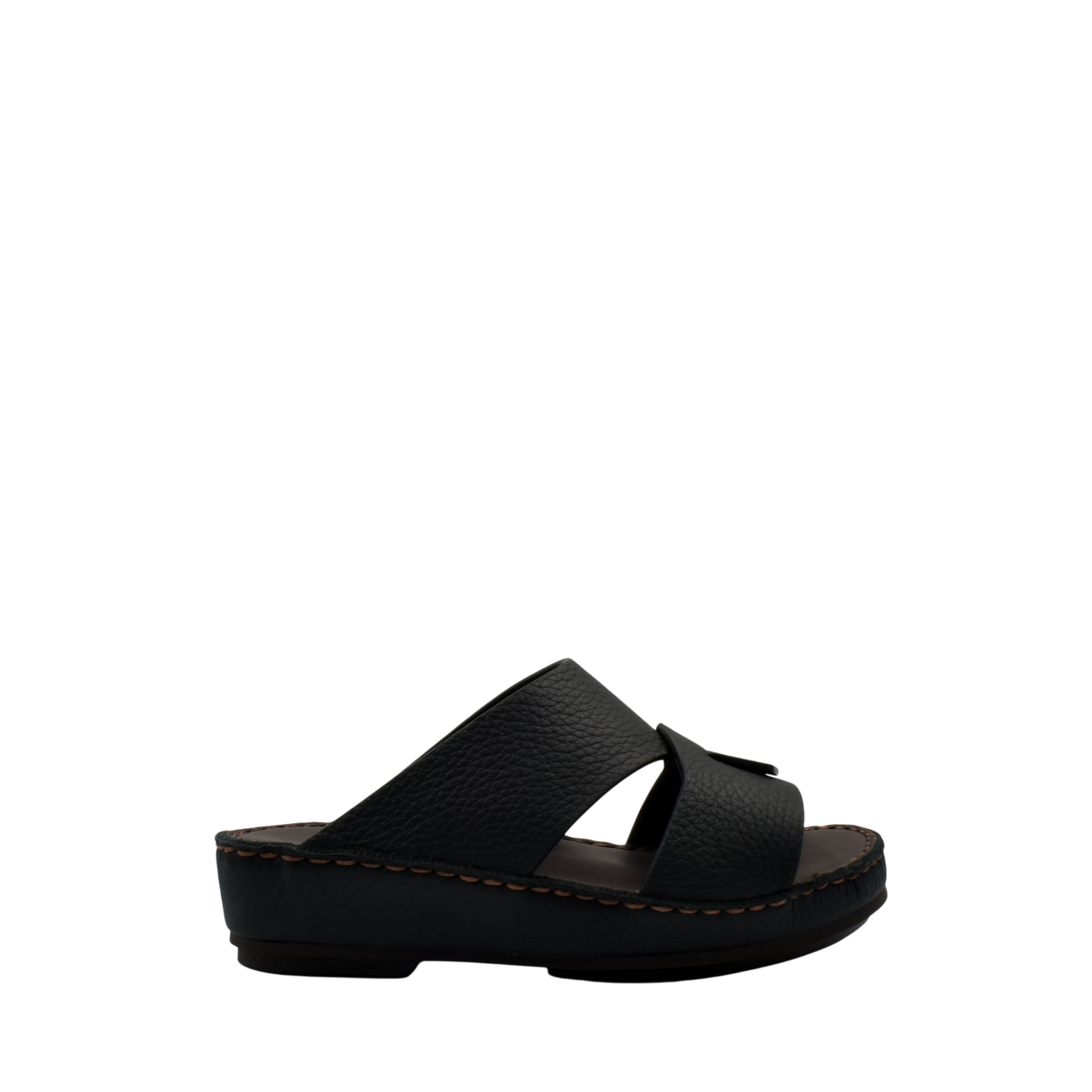Black deercalf kids sandals with cushioned sole and wide straps from Private Collection