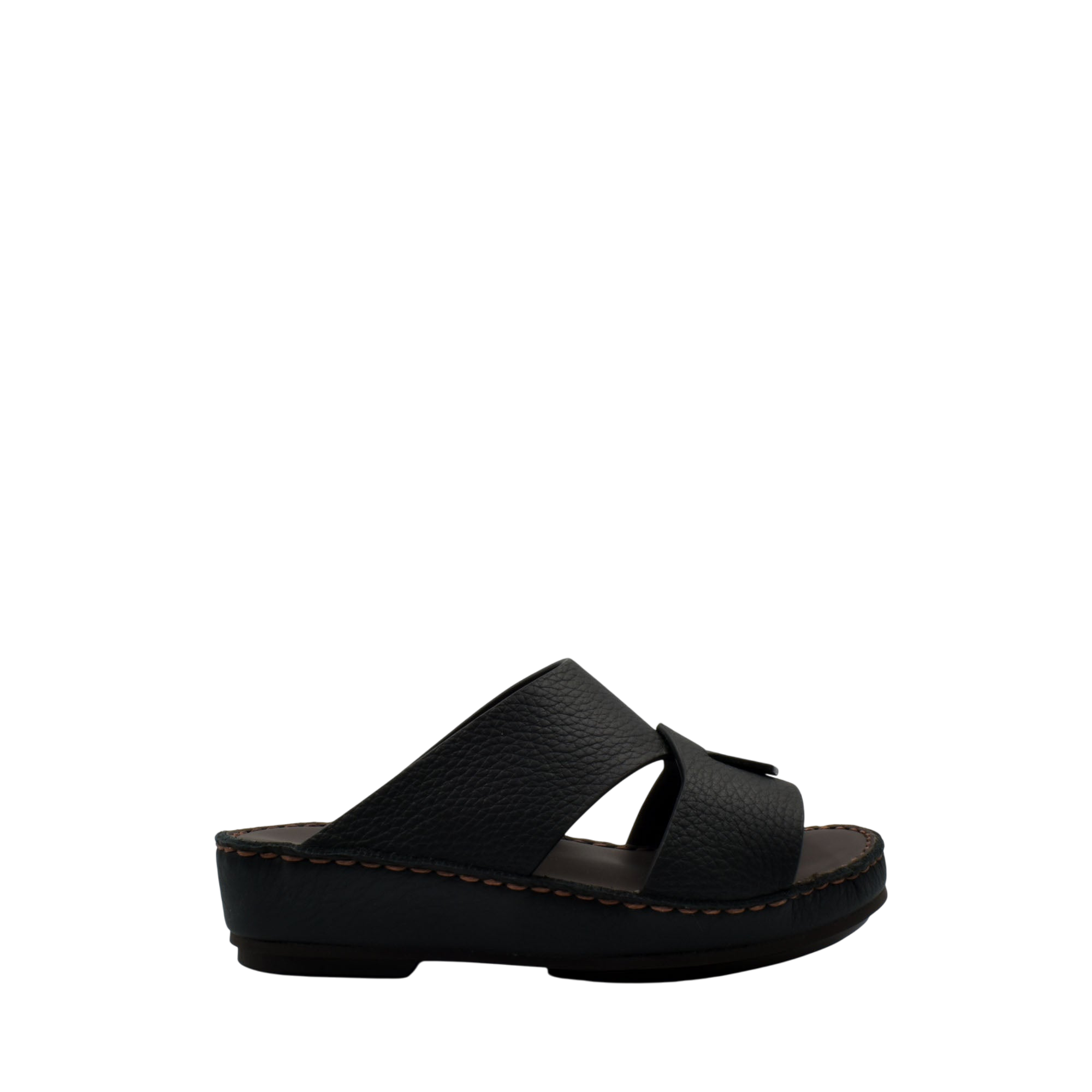 Black deercalf kids sandals with cushioned sole and wide straps from Private Collection