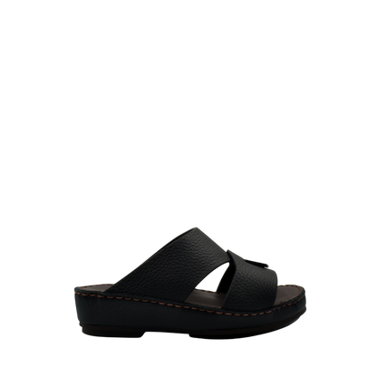 Black deercalf kids sandals with cushioned sole and wide straps from Private Collection