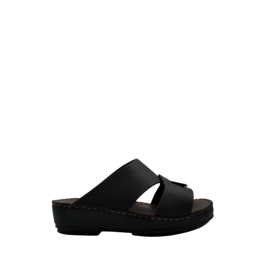 Black deercalf kids sandals with cushioned sole and wide straps from Private Collection