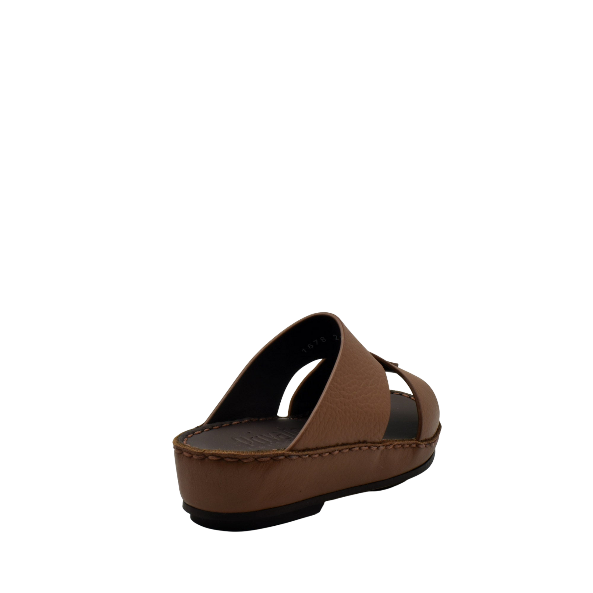 Brown deercalf kids sandals with cushioned sole and open toe design from Private Collection
