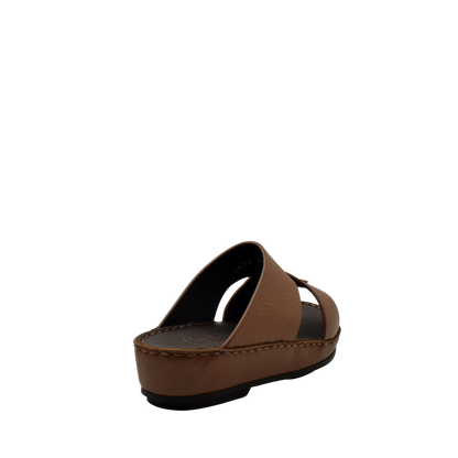 Brown deercalf kids sandals with cushioned sole and open toe design from Private Collection
