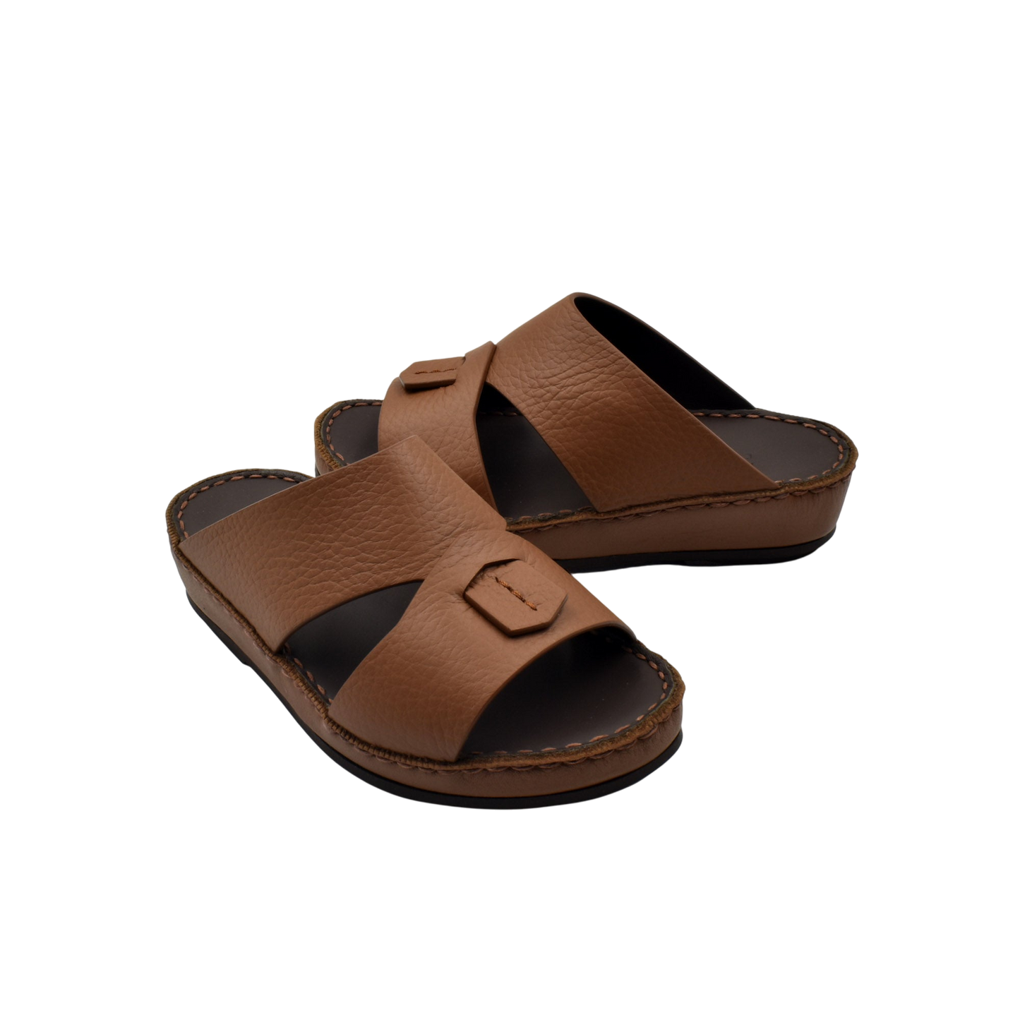 Brown leather deercalf kids sandals with open toe and adjustable straps from Private Collection