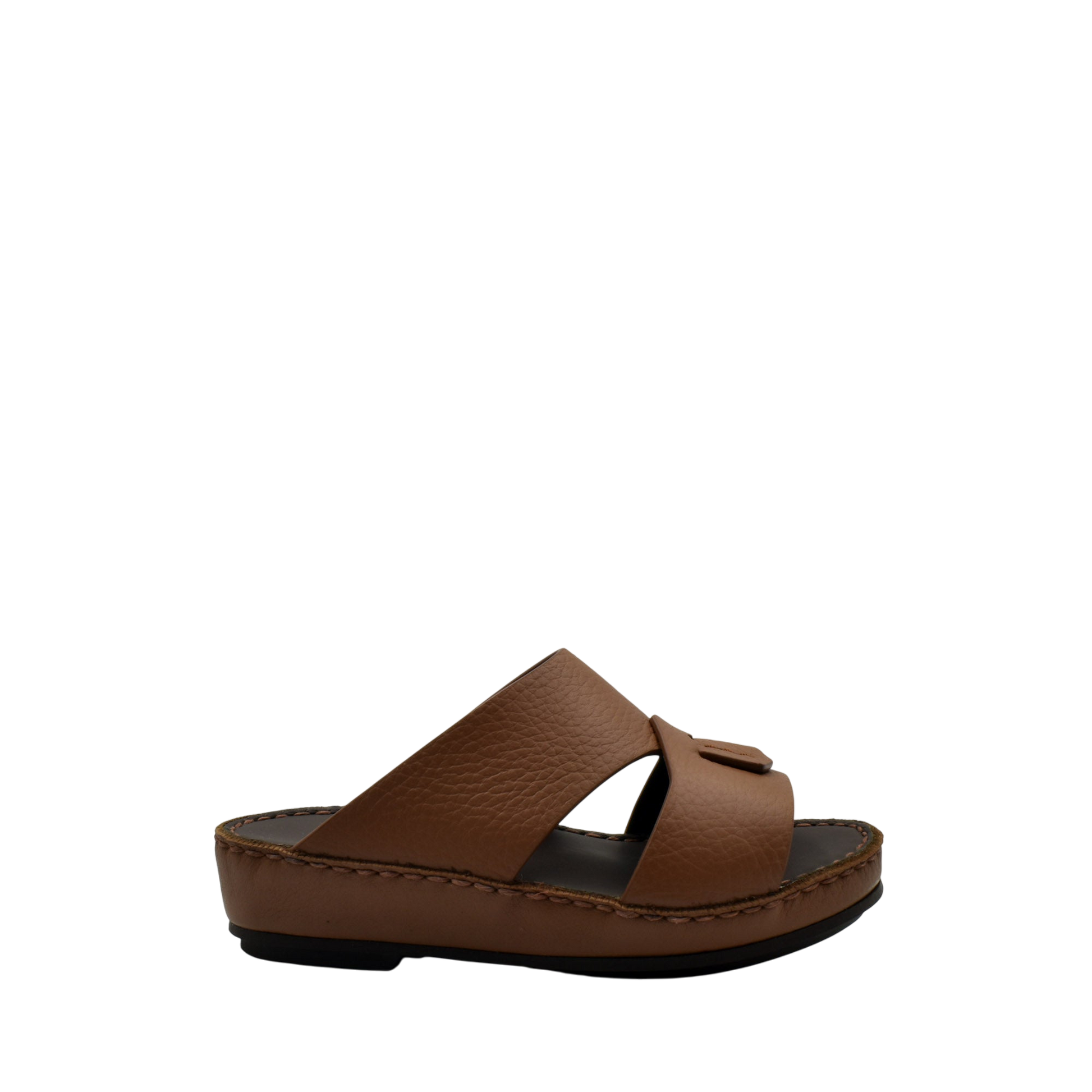 Brown leather deercalf kids sandals with cushioned sole and open toe design for comfort