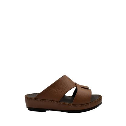 Brown leather deercalf kids sandals with cushioned sole and open toe design for comfort