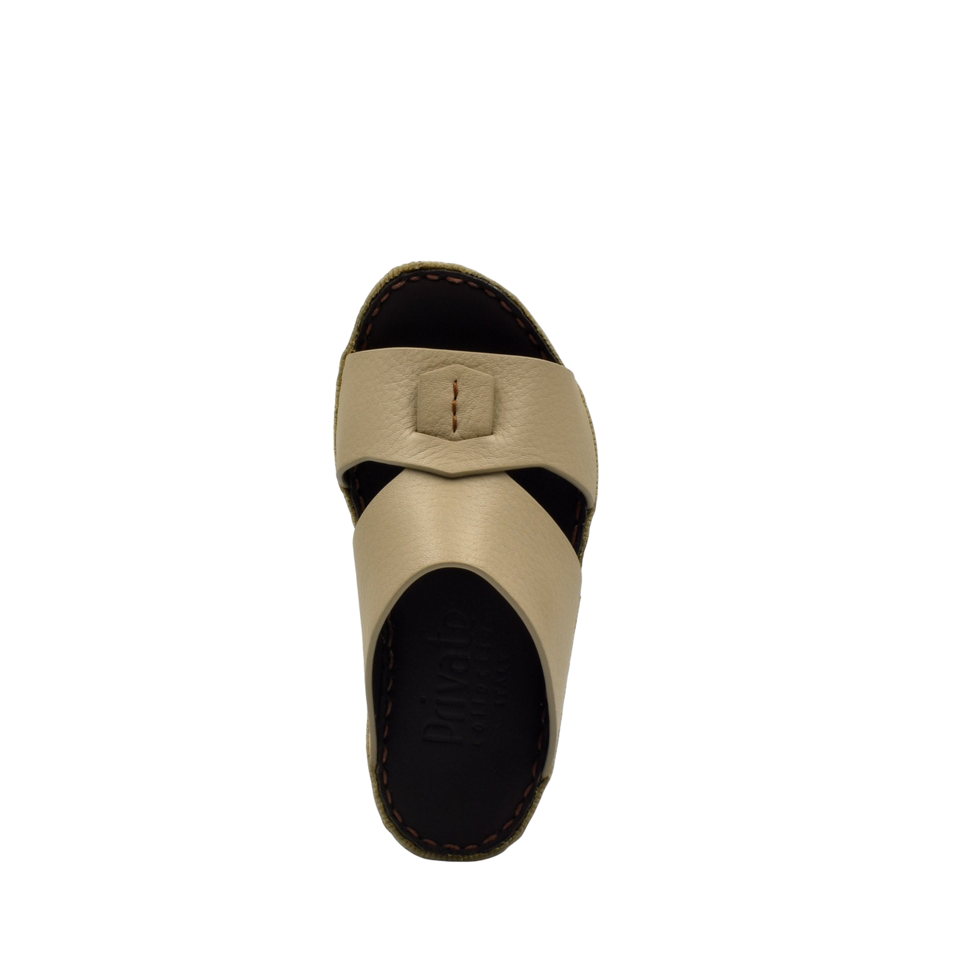 Beige deercalf kids sandals with cushioned black sole and adjustable strap for comfort