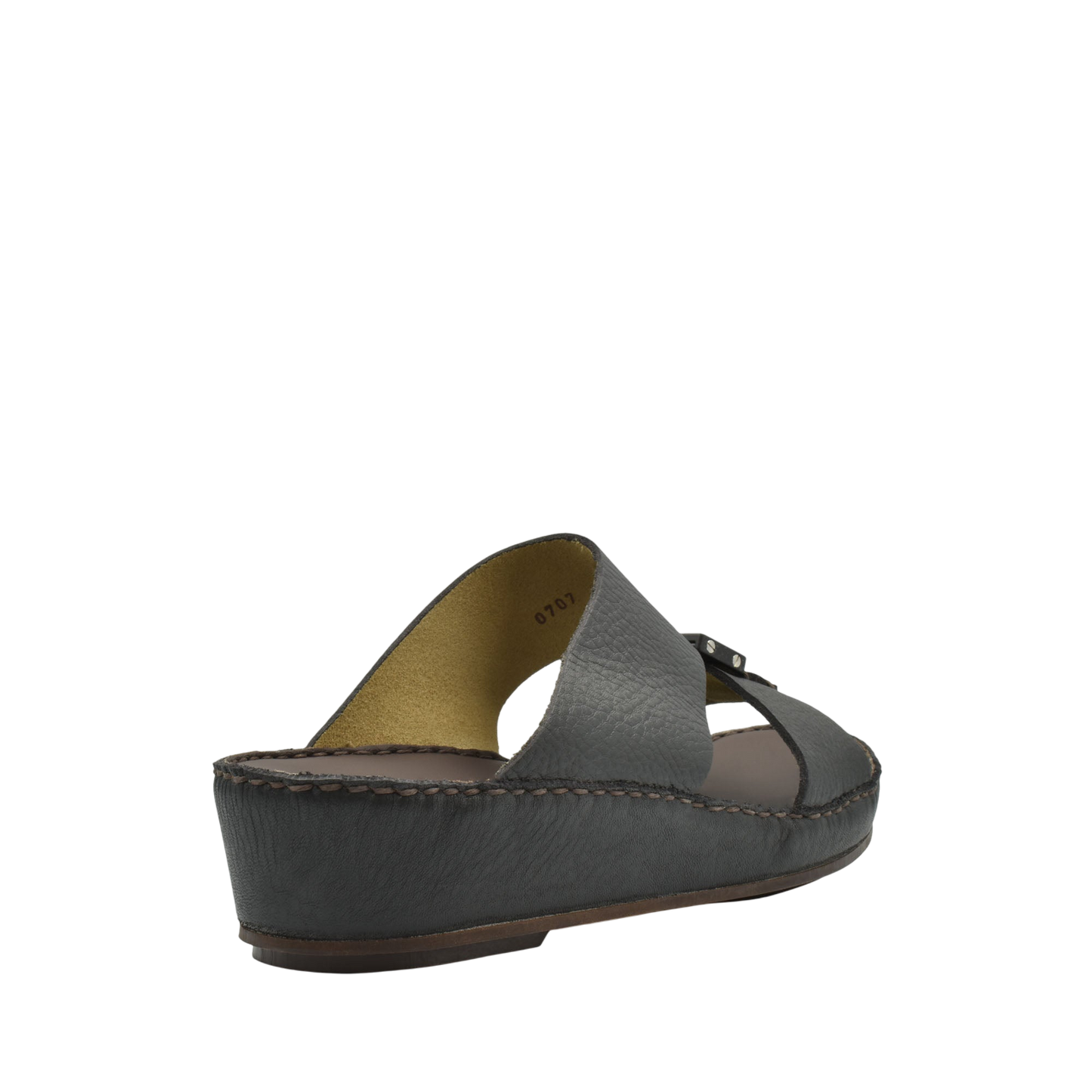 Black deercalf leather sandals with wedge sole and cross strap design for comfortable wear