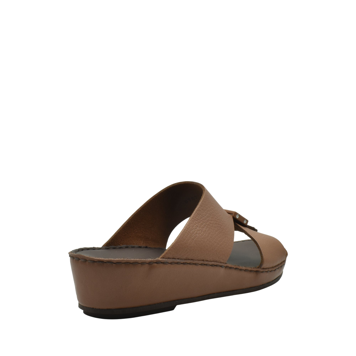 Brown deercalf leather sandals with cross strap design and cushioned sole from Private Collection