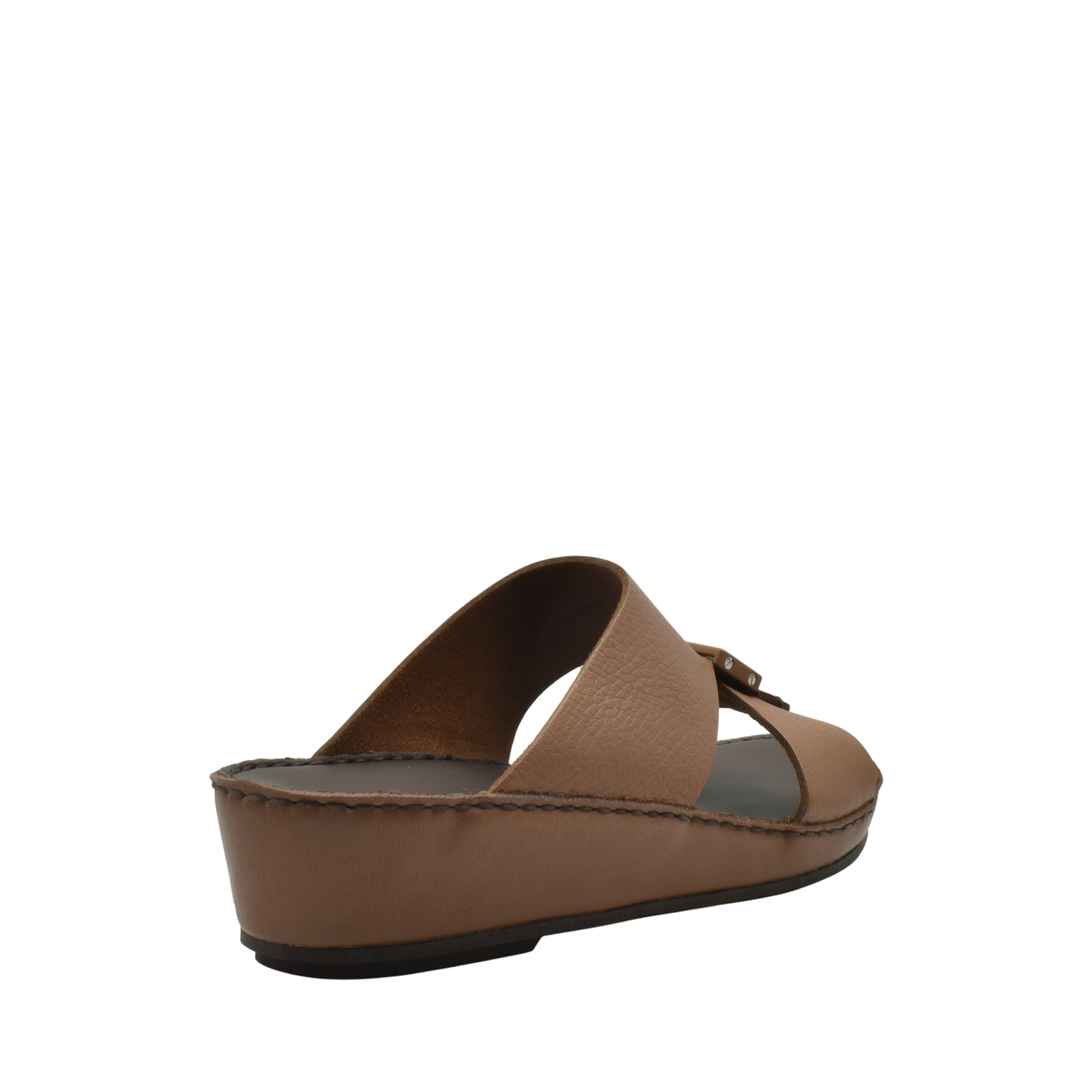 Brown deercalf leather sandals with cross strap design and cushioned sole from Private Collection
