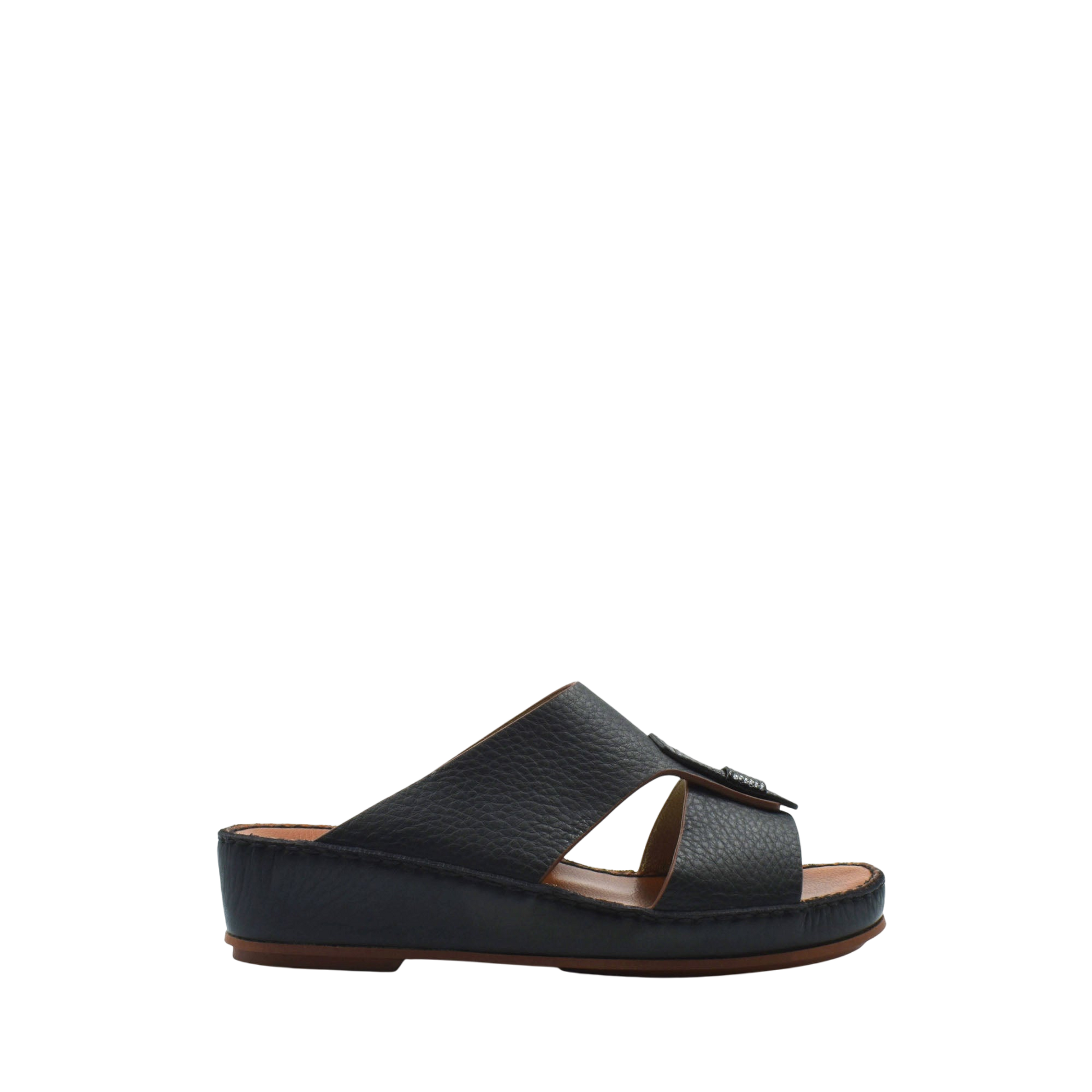 Black deercalf lizard sandals for kids with open toe and cushioned sole from Private Collection