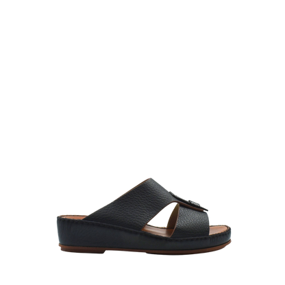 Black deercalf lizard sandals for kids with open toe and cushioned sole from Private Collection