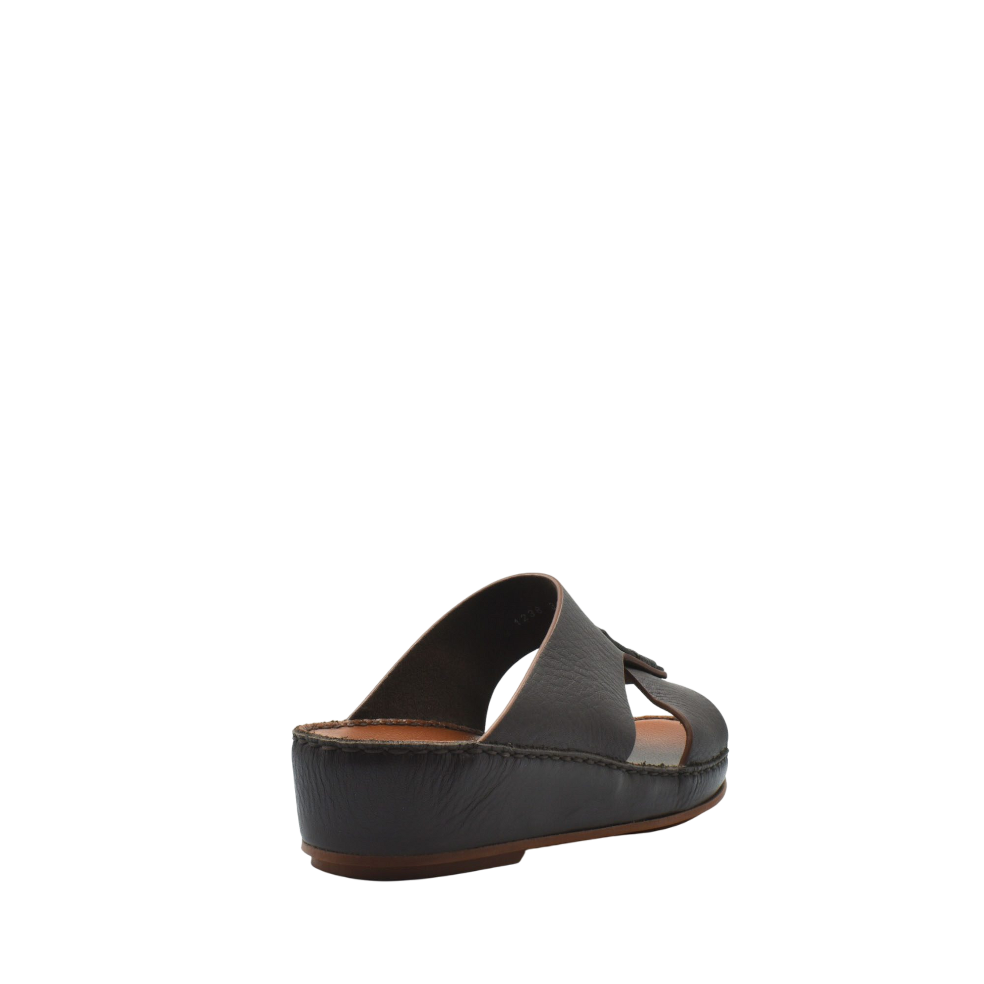 Black deercalf lizard sandals for kids with cushioned sole and slip-on design