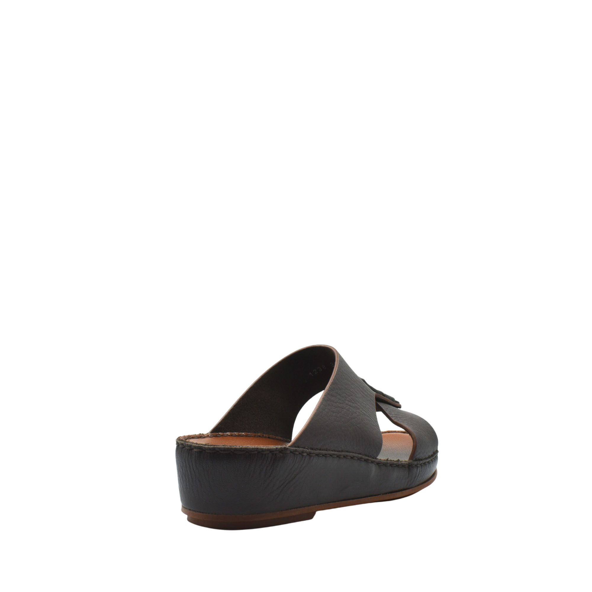 Black deercalf lizard sandals for kids with cushioned sole and slip-on design