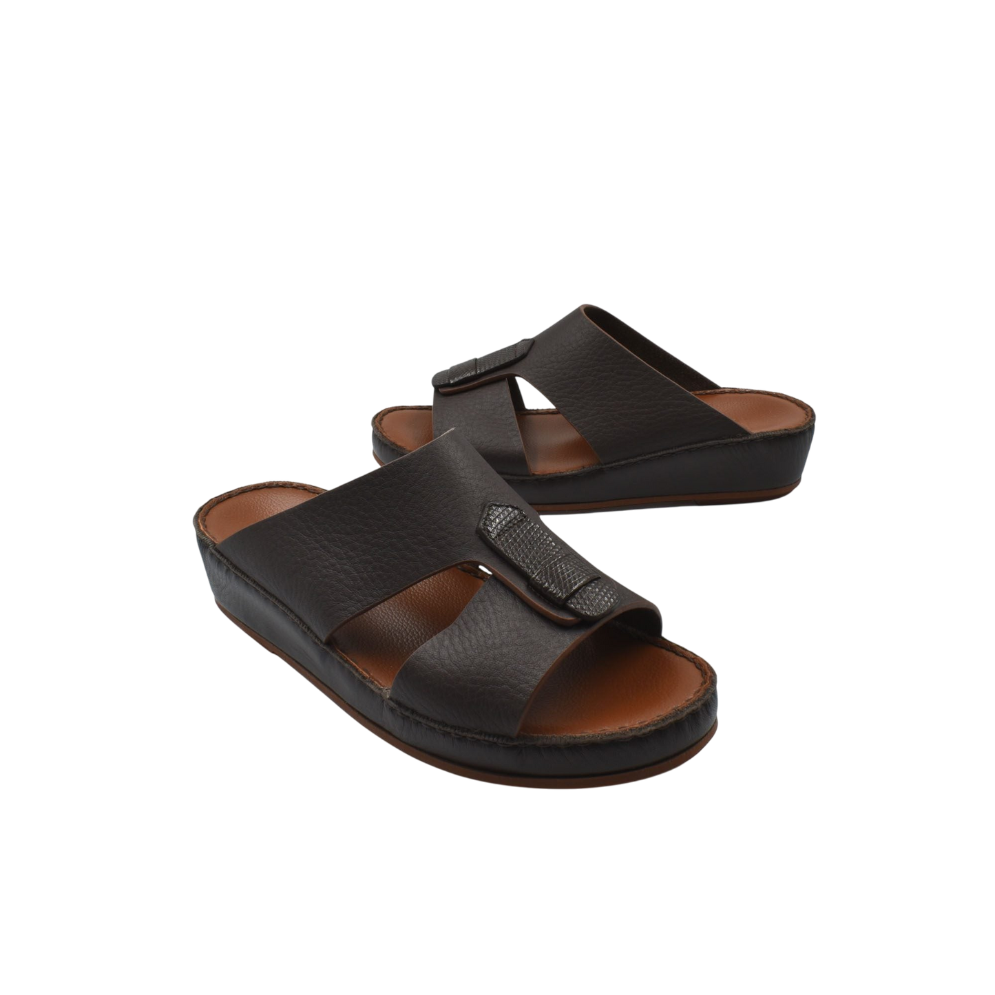 Black deercalf lizard sandals for kids with adjustable strap and cushioned sole from Private collection