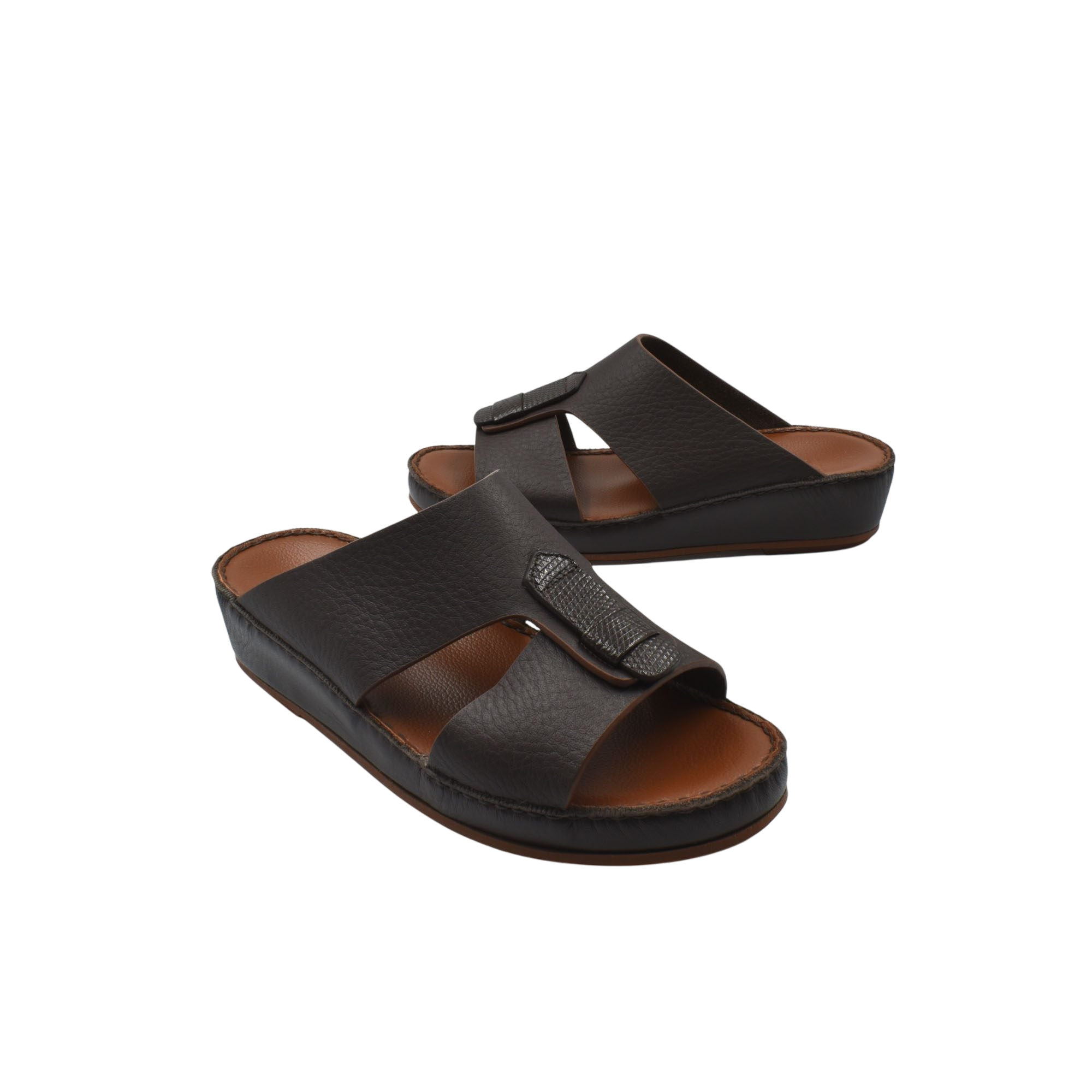Black deercalf lizard sandals for kids with adjustable strap and cushioned sole from Private collection