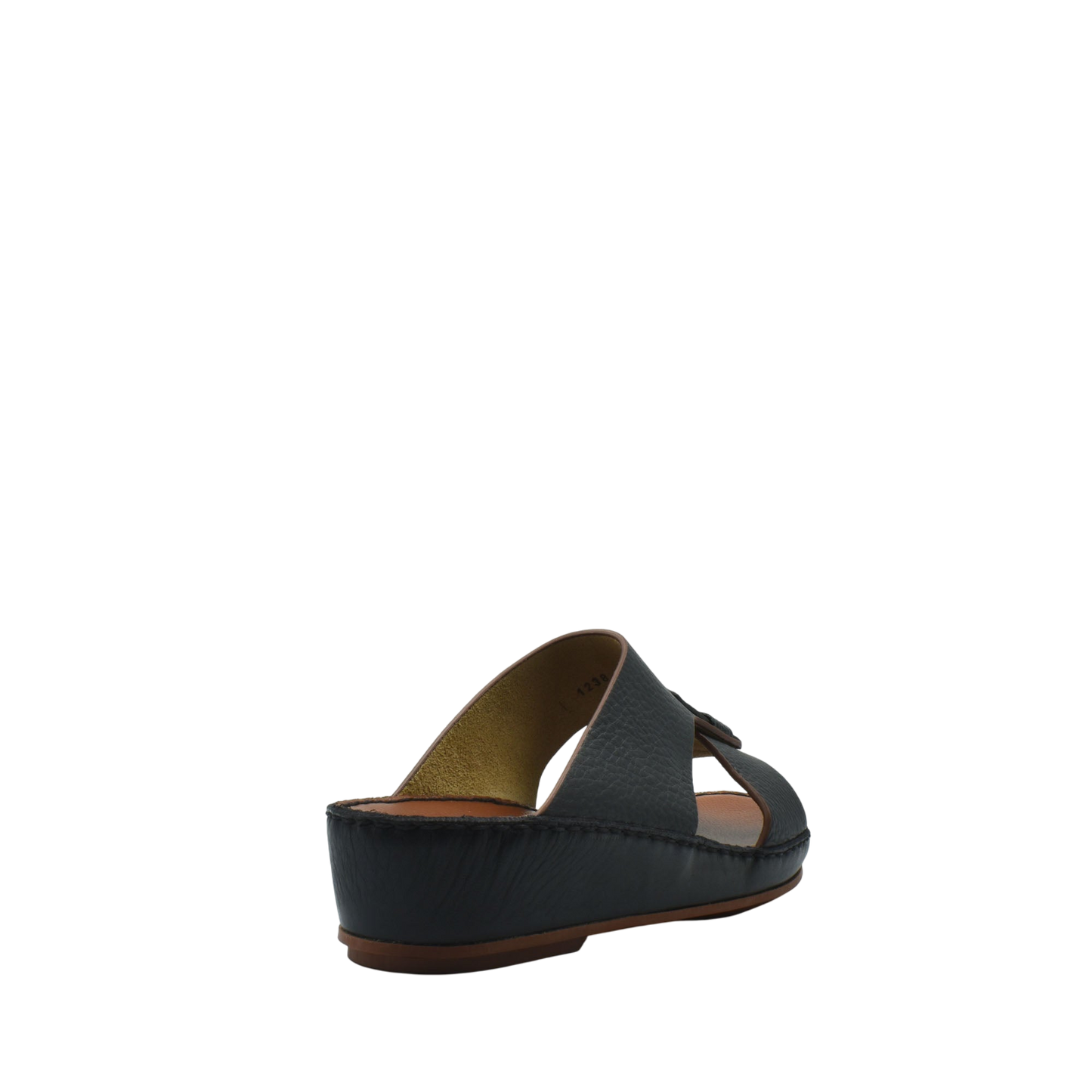 Back view of black deercalf lizard sandals for kids with cushioned sole and open-toe design