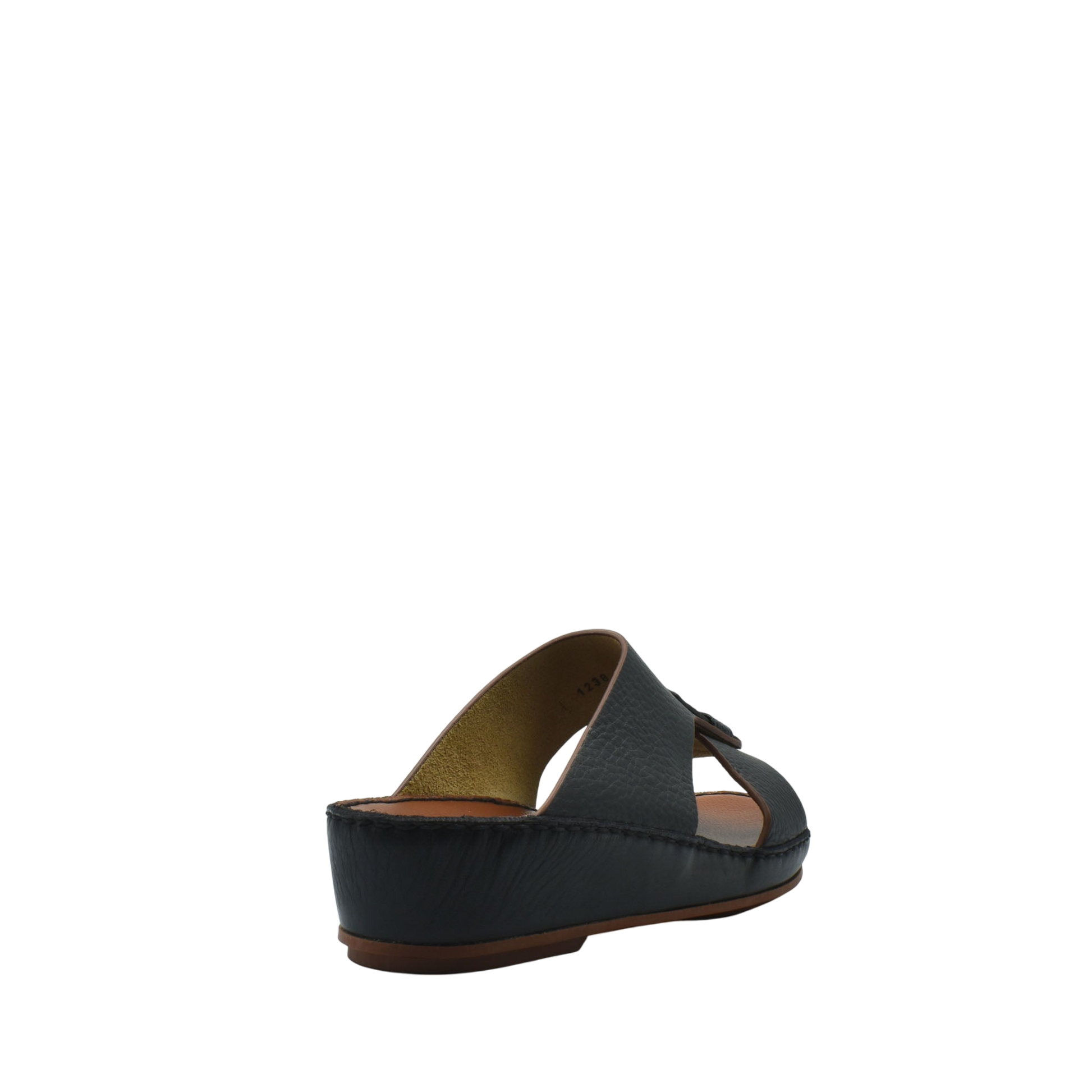 Back view of black deercalf lizard sandals for kids with cushioned sole and open-toe design