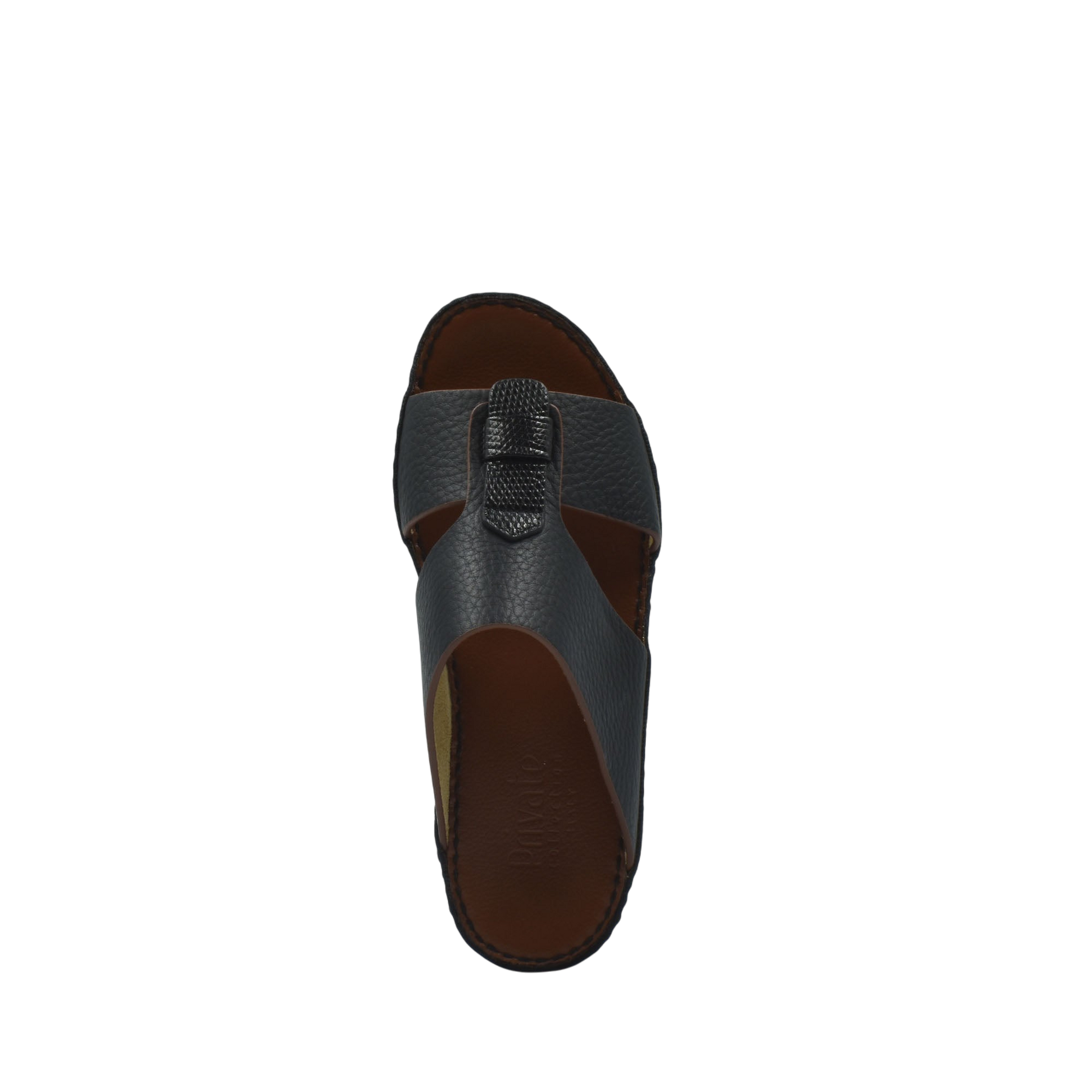 Black deercalf lizard sandals for kids with textured leather straps and open toe design