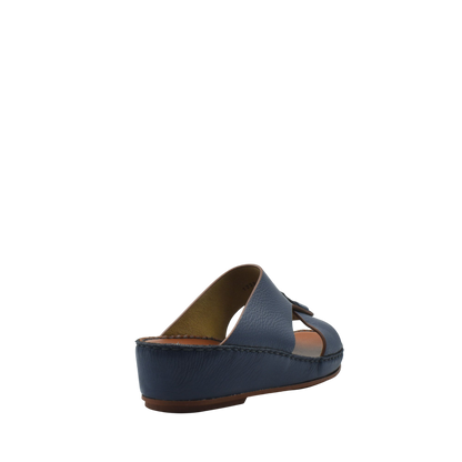Blue deercalf lizard sandals for kids with cushioned sole and open toe design