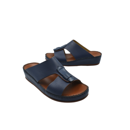 Blue deercalf lizard sandals for kids with adjustable straps and cushioned soles