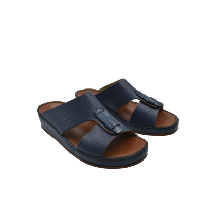 Blue deercalf lizard sandals for kids with open toe and adjustable strap design