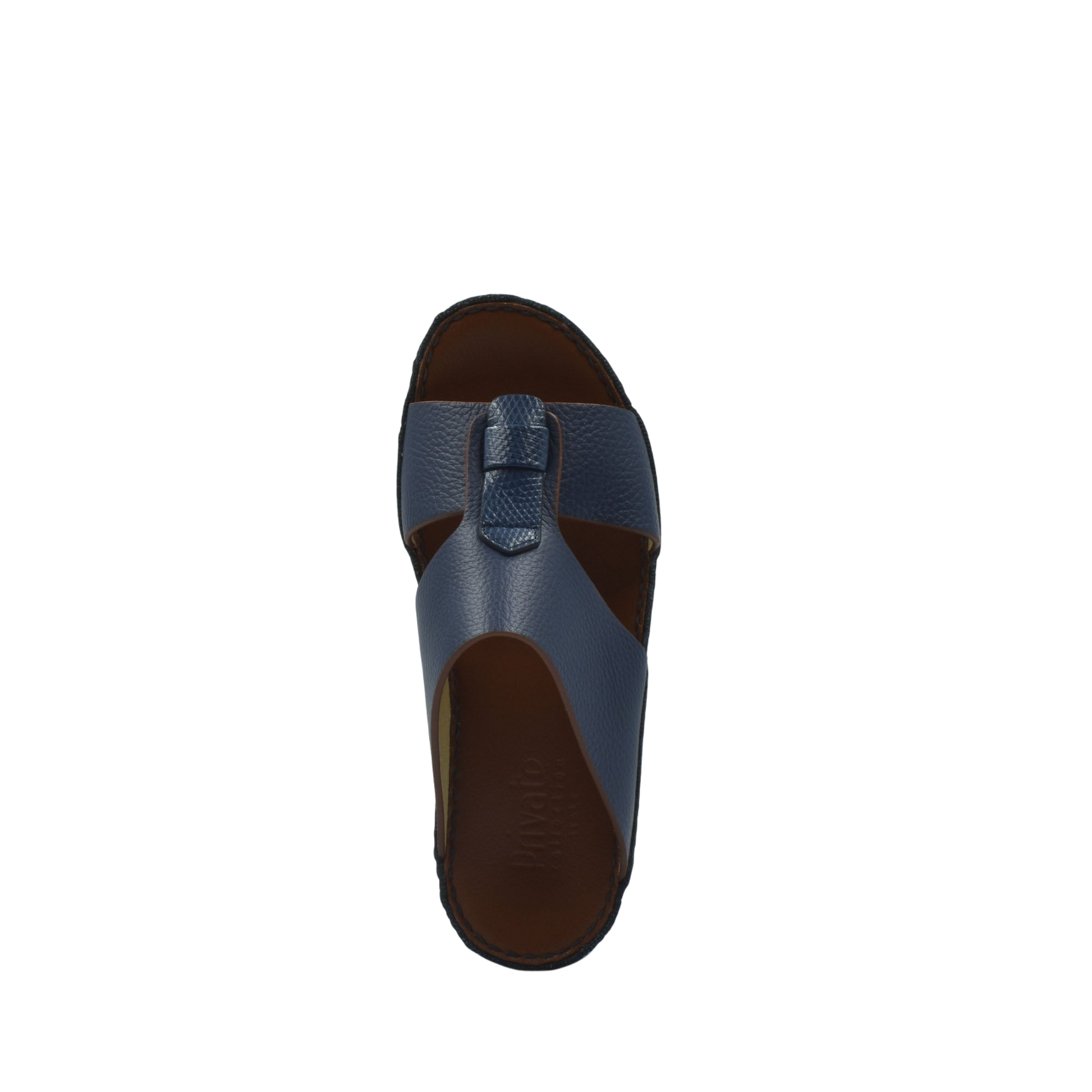 Blue deercalf lizard sandals for kids with open toe and adjustable strap from Private Collection