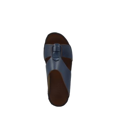 Blue deercalf lizard sandals for kids with open toe and adjustable strap from Private Collection