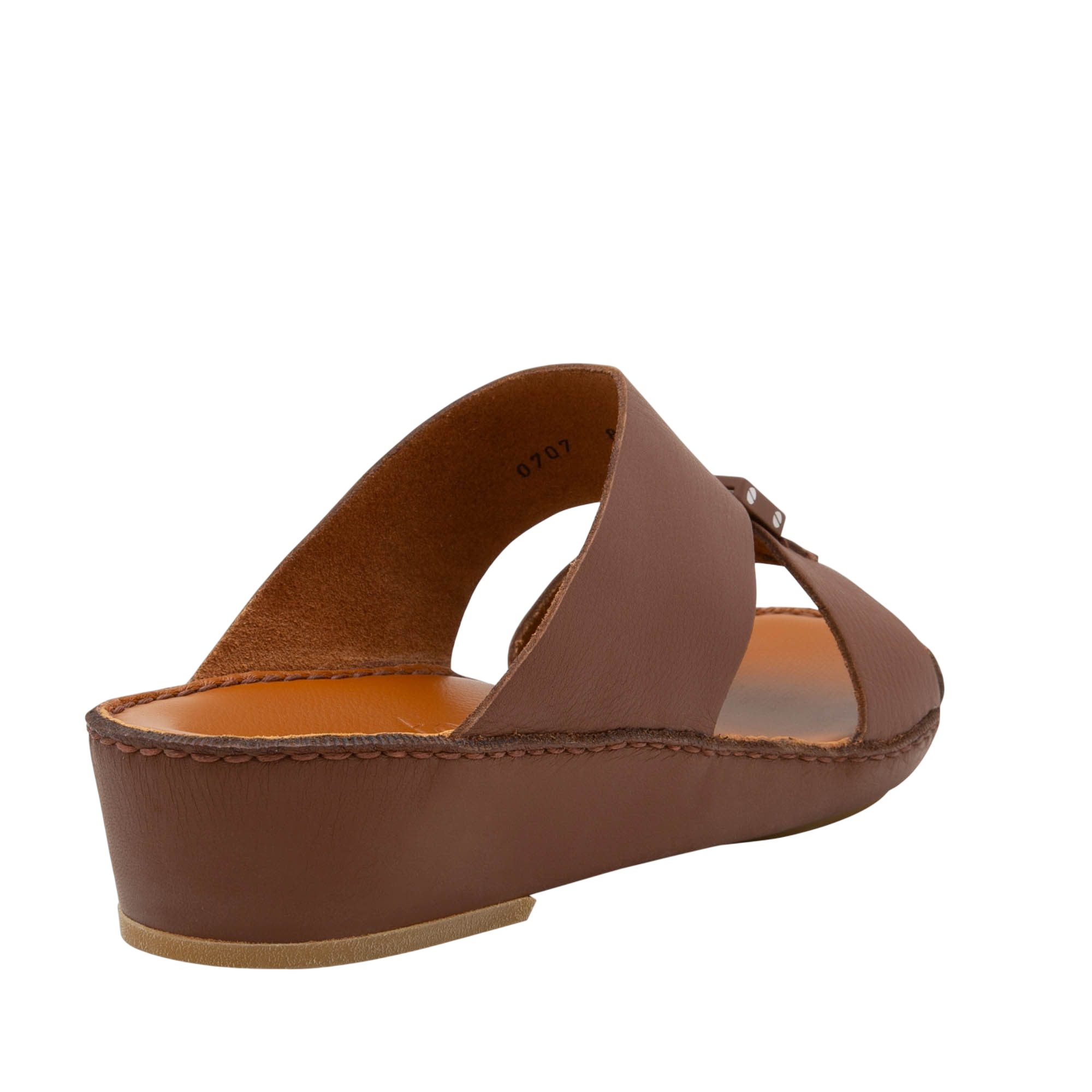 Brown comfortable designer slides with a cushioned footbed and leather upper from Private Collection