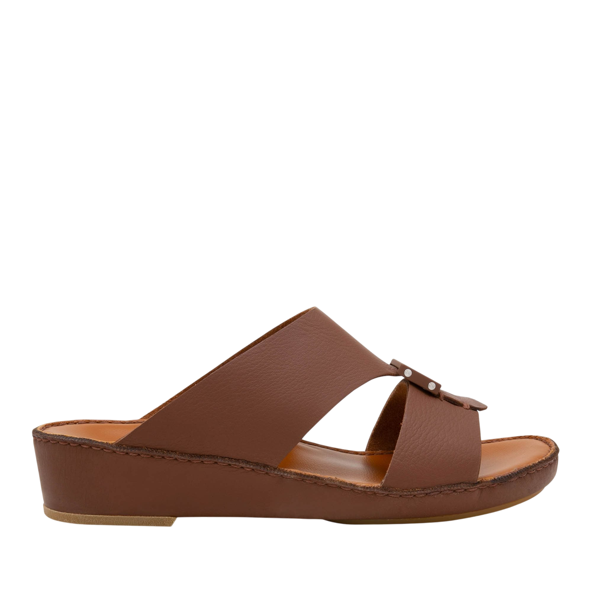 Brown comfortable designer slides from Private Collection with cushioned sole and open toe design