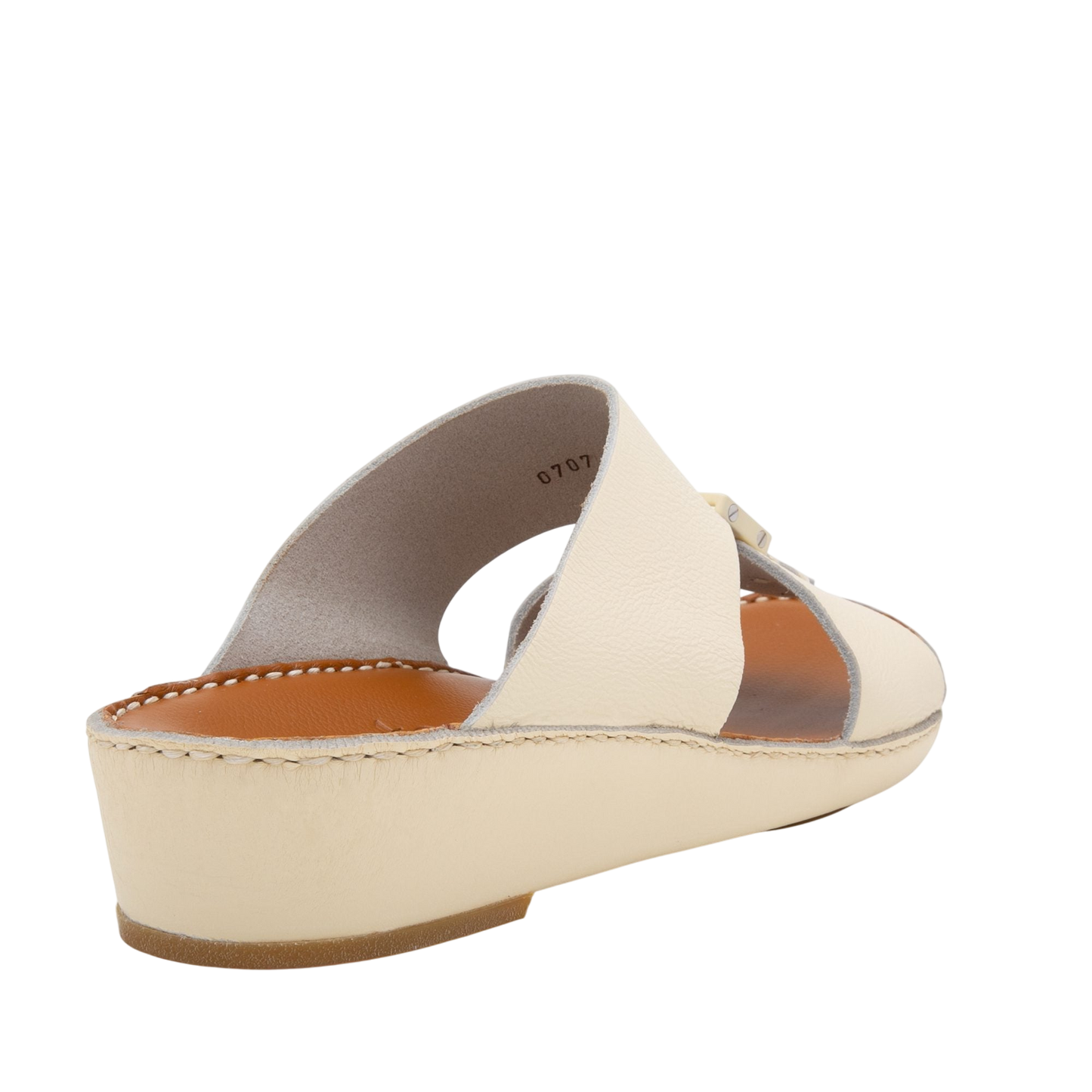 Private Collection beige comfortable designer slides with soft leather upper and cushioned sole