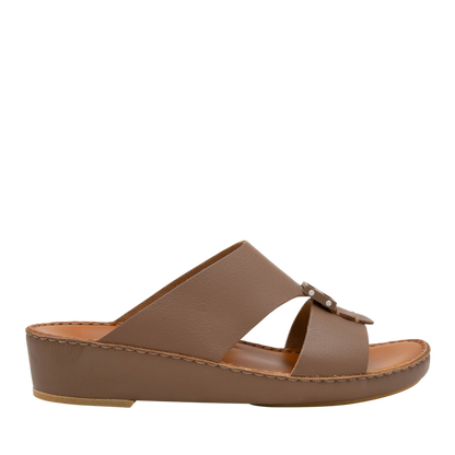Brown comfortable designer slides from Private Collection with cushioned sole and open toe