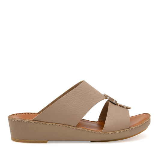 Beige comfortable designer slides from Private Collection with cushioned sole and stylish open toe design