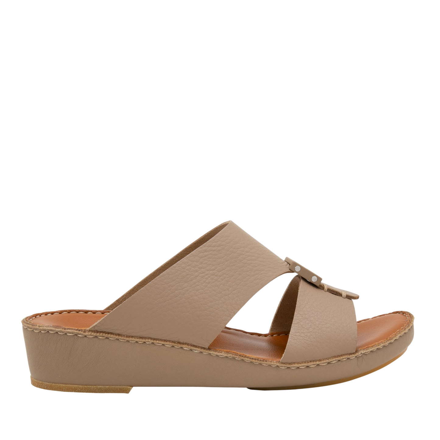 Beige comfortable designer slides from Private Collection with cushioned sole and stylish open toe design