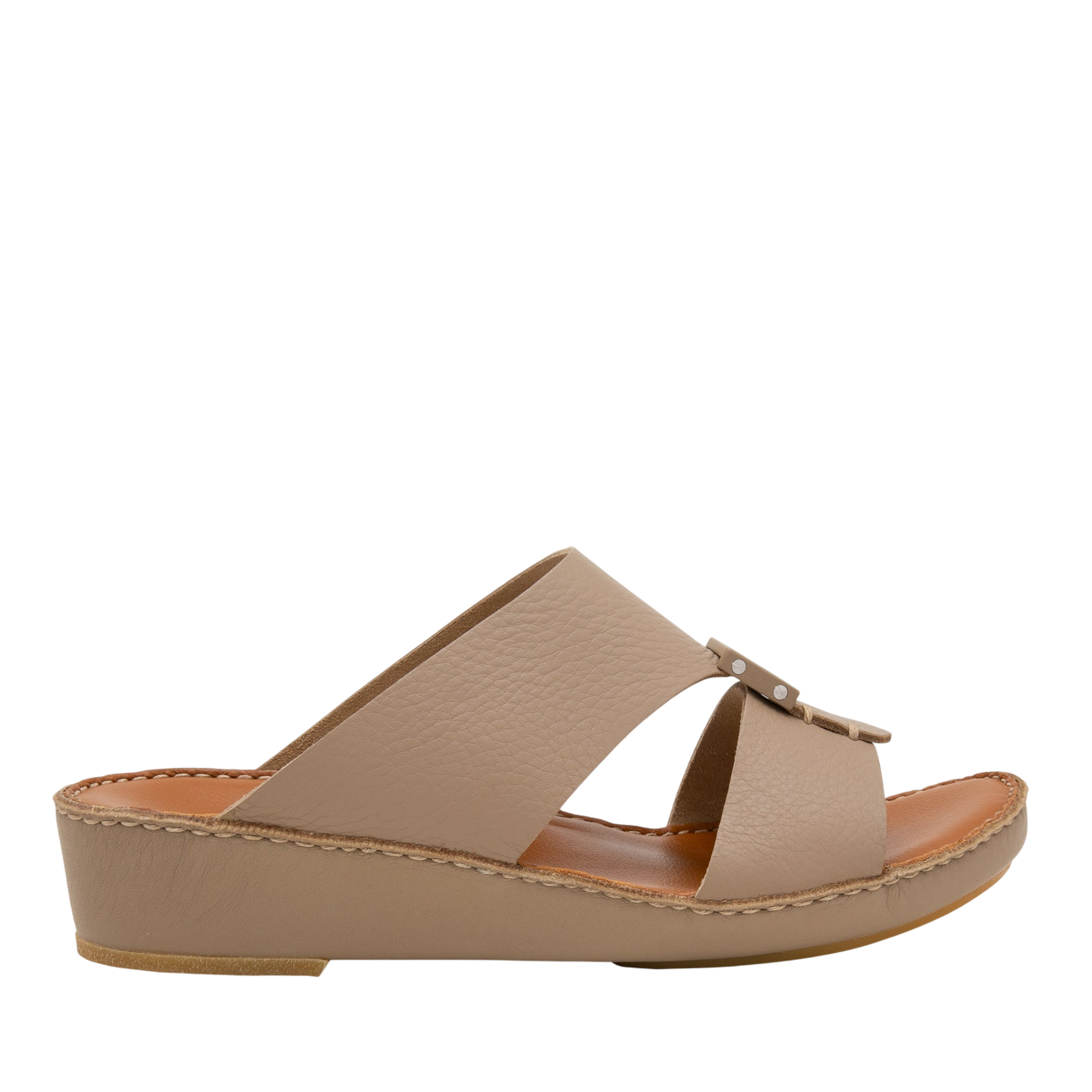 Beige comfortable designer slides from Private Collection with cushioned sole and stylish open toe design
