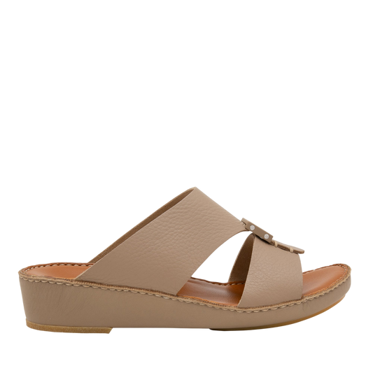 Beige comfortable designer slides from Private Collection with cushioned sole and stylish open toe design