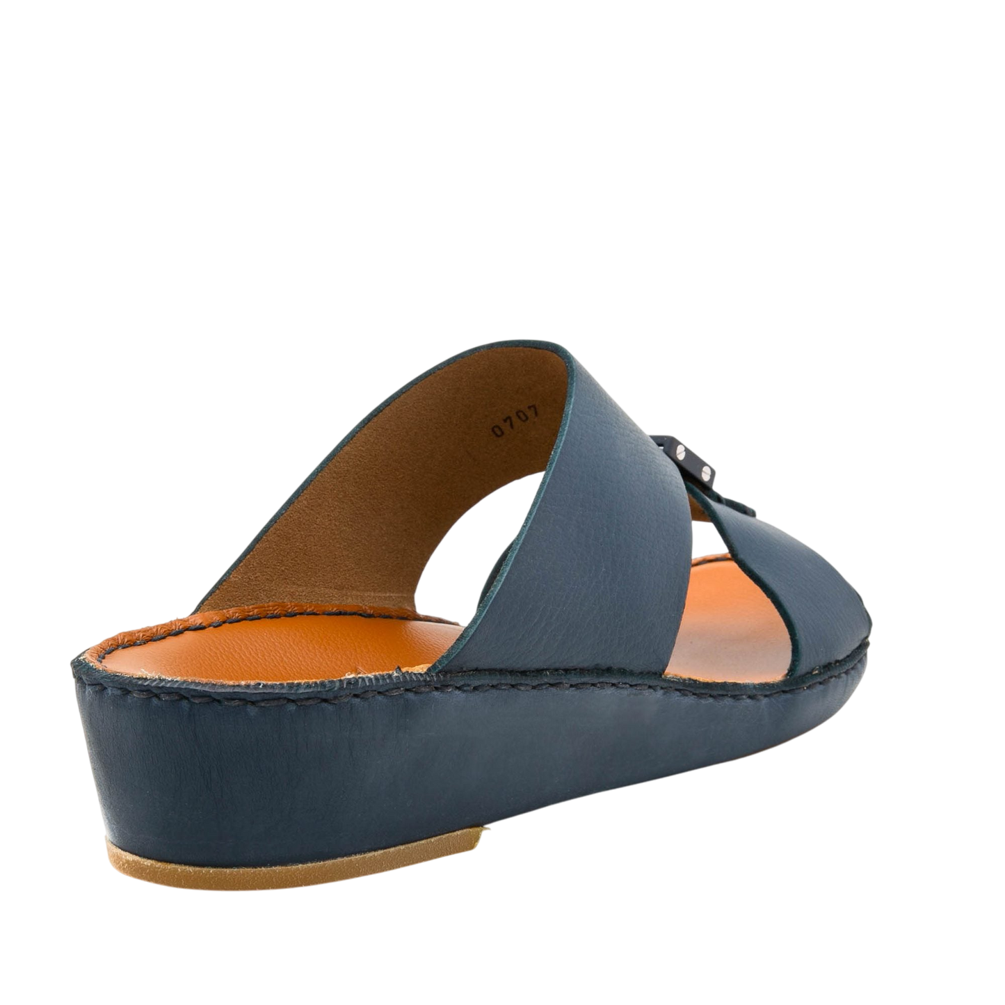 Blue comfortable designer slides with cushioned sole and leather upper from Private Collection