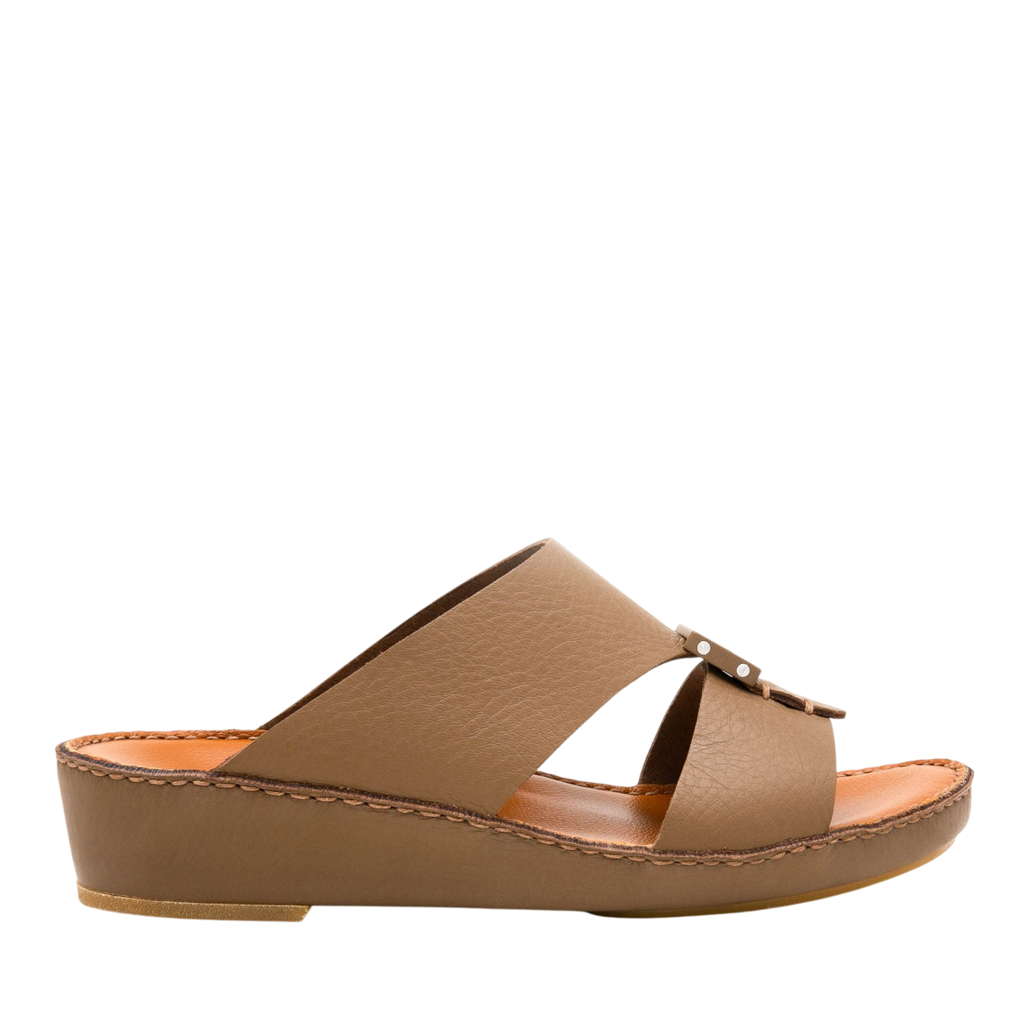 Brown comfortable designer slides from Private Collection with cushioned sole and leather straps