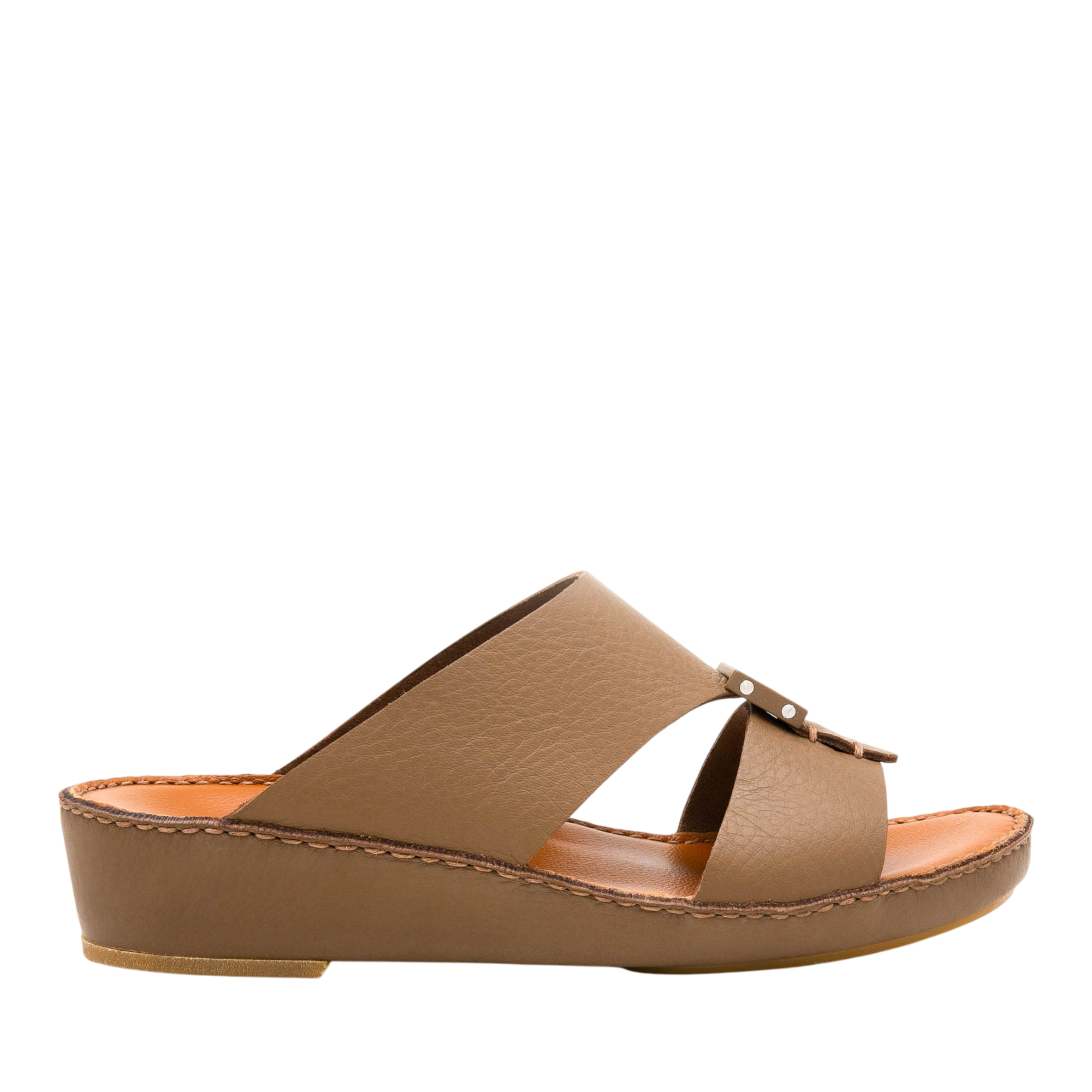 Brown comfortable designer slides from Private Collection with cushioned sole and leather straps