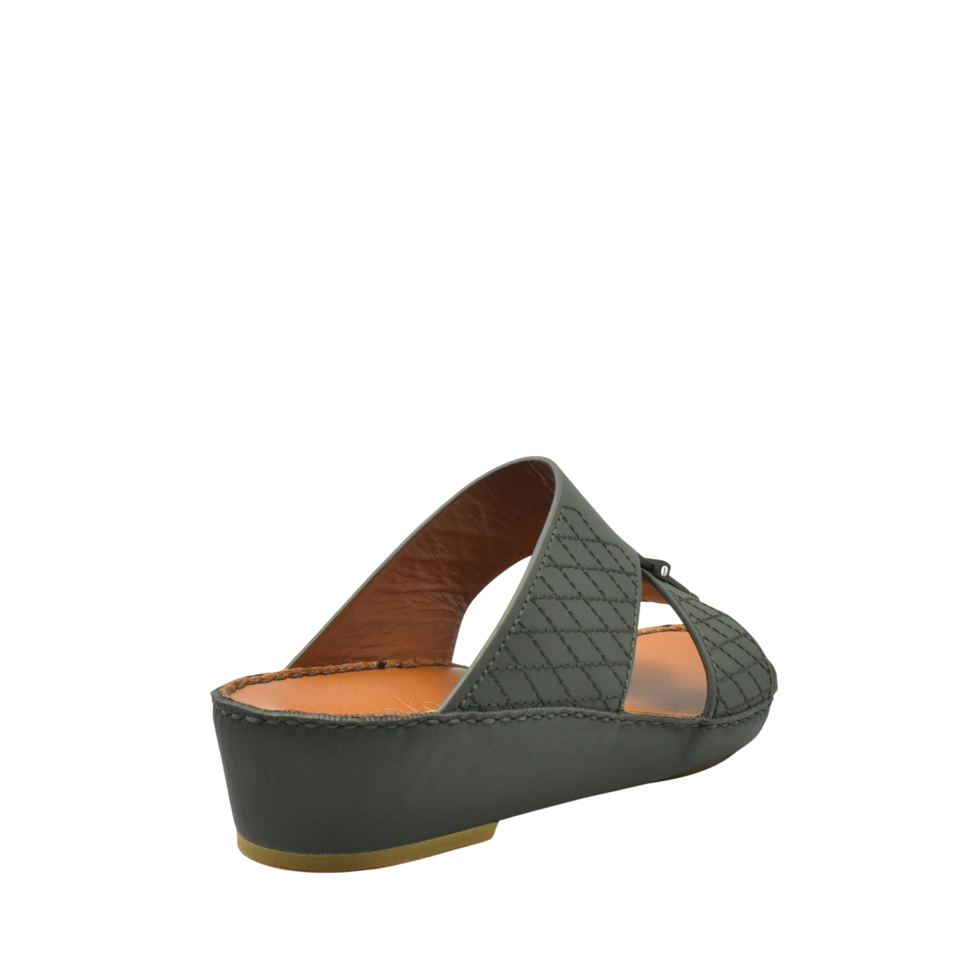 Black designer leather sandals with quilted straps and cushioned tan insole from Private Collection