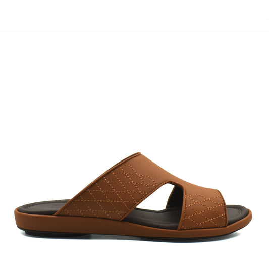 Brown luxury arca sandals with quilted upper and open toe design for comfortable wear