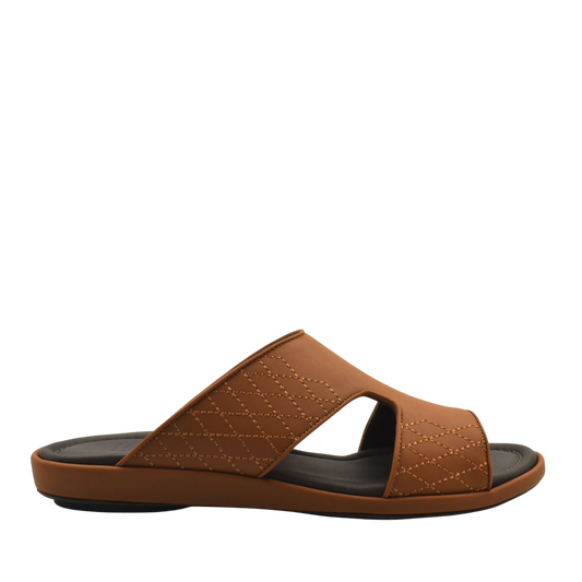 Brown luxury arca sandals with quilted upper and open toe design for comfortable wear