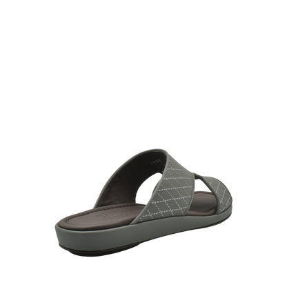 Gray luxury arca sandals with quilted strap and cushioned sole for comfortable wear