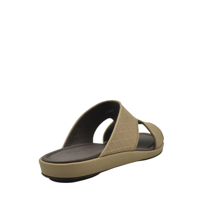 Beige luxury arca sandals with quilted strap and cushioned sole from Private Collection