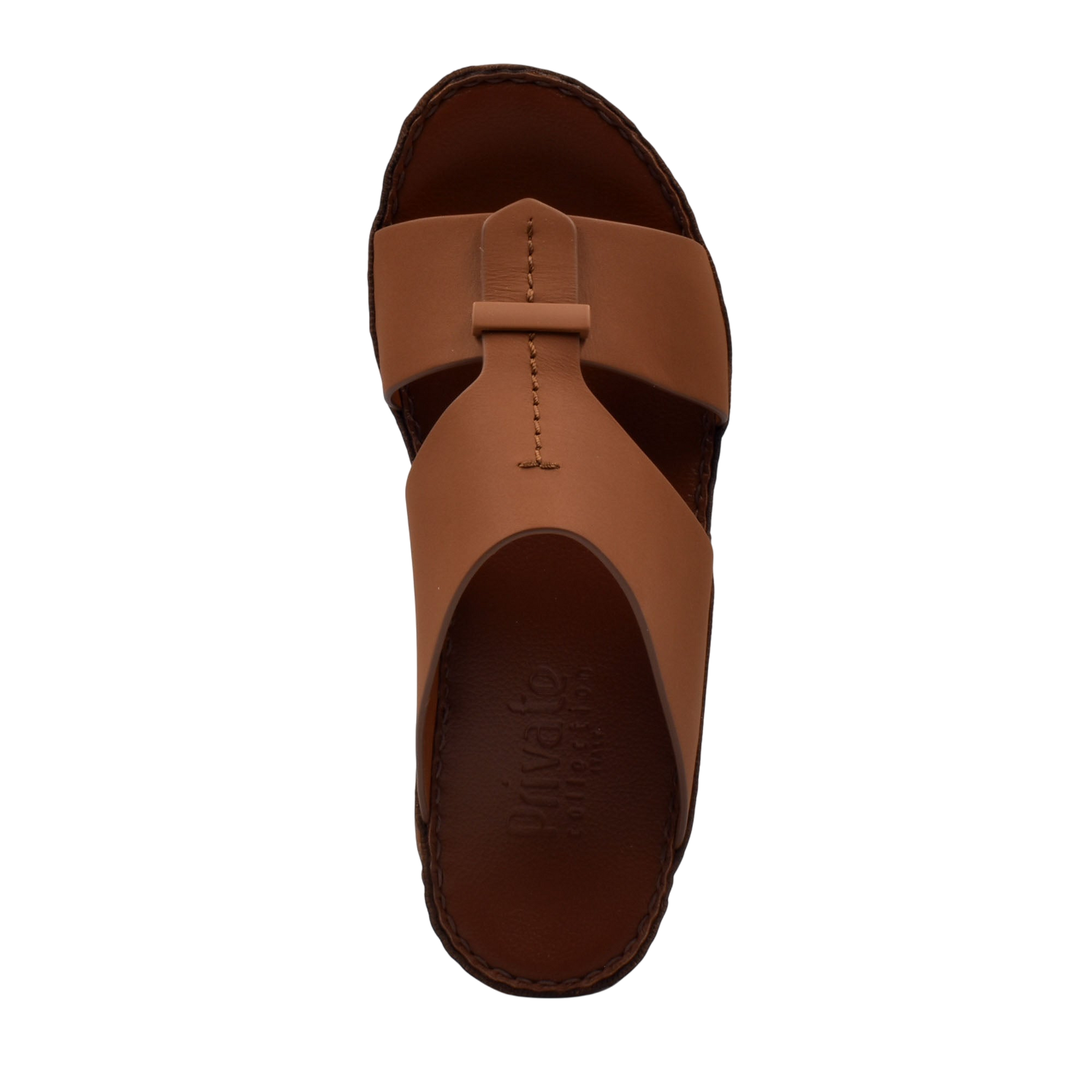 Brown luxury comfort sandals from Private Collection with wide straps and cushioned sole