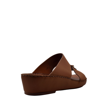 Brown wedge luxury comfort sandals with smooth leather and open toe design from Private Collection