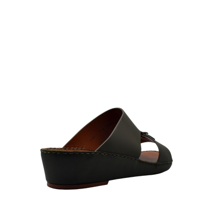 Private Collection luxury comfort sandals with black wedge sole and wide leather straps