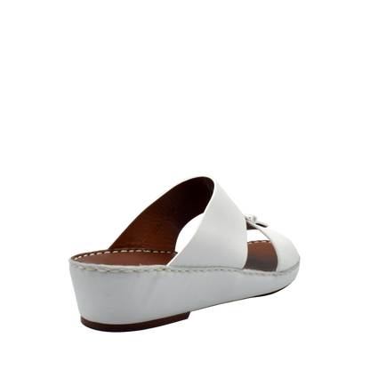 Private Collection white luxury comfort sandals with wedge heel and crossover straps