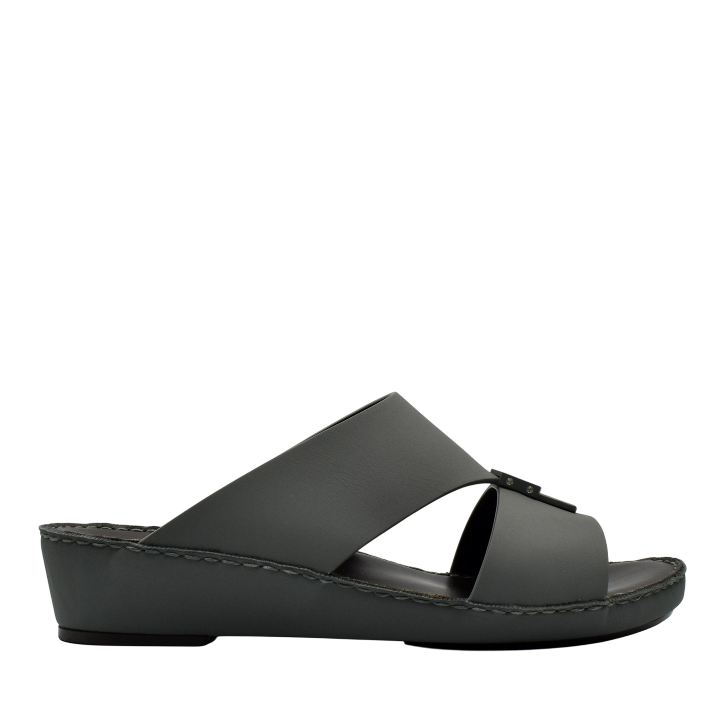 Black Esagono Gomato shoes slip-on sandals with a low wedge heel and wide crossover straps